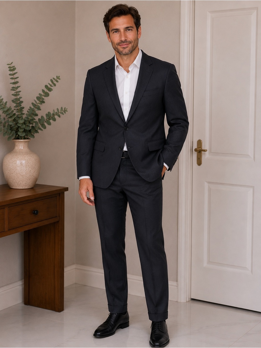 Jos. A. Bank Men's Dark Charcoal Suit - Two-Piece Blazer & Trousers 42 R